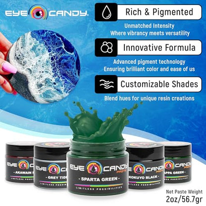 Eye Candy Resin Pigment Paste – Highly Pigmented Epoxy Color, 2 oz, Solid Non-Metallic, Mixable for Custom Shades (Sparta Green) - color: Sparta Green