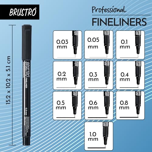 BRUSTRO Professional Pigment Based Fineliner - Set of 10 Colour - Black