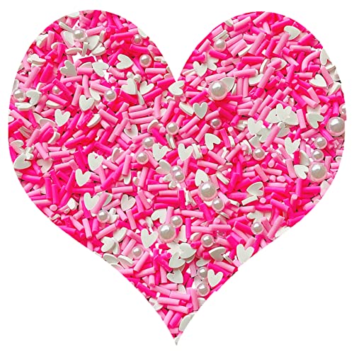 EHOPE Fake Sprinkles Resin Sprinkles Fake Candy Sprinkles Clay Sprinkles Polymer Sprinkles Polymer Clay Slices for Nail Art DIY Crafts Cake Phone Case(40G-Pink Heart-46) - color: 46-Pink Heart