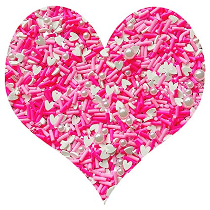EHOPE Fake Sprinkles Resin Sprinkles Fake Candy Sprinkles Clay Sprinkles Polymer Sprinkles Polymer Clay Slices for Nail Art DIY Crafts Cake Phone Case(40G-Pink Heart-46) - color: 46-Pink Heart