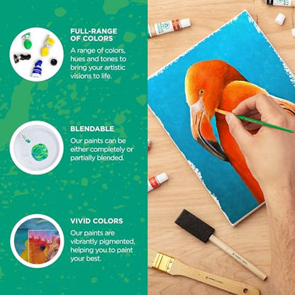 XXL Oil Paint Set - 24 Paints, 25 Brushes, 1 Canvas, and Art Palette - Oil Painting Supplies for Kids and Adults, Paint Supplies