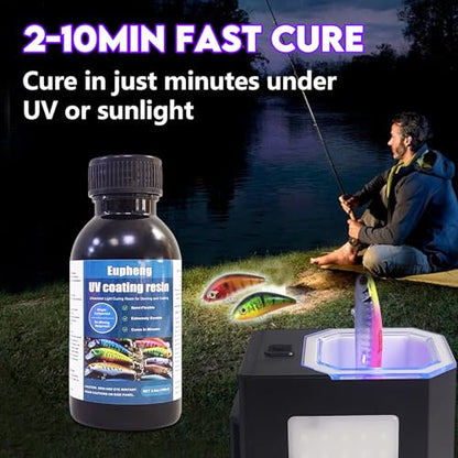 Eupheng Fishing Lure UV Coating Resin, Fast Cure, High Gloss Finish Ideal for Resin Art Projects - size: 17.8oz (500ml)