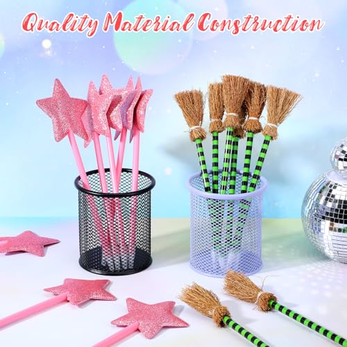 36 Pack Witch and Princess Party Favors Including Witch Broom Pens and Pink Star Ballpoints Pink and Green Favors for Halloween Party Supplies Decorations Goodie Bag