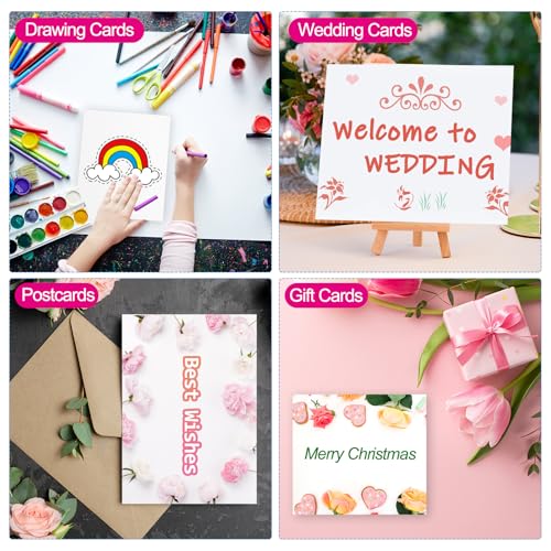 PATIKIL 100 Sets Pure Cotton Watercolor Cards 140lb/300 GSM Postcards with Envelopes for Art Painting Creative Thank Notes, 4x6 Inch