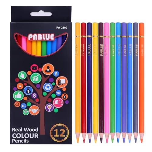 Colored Pencils, Premium Soft Core, 12 Professional Colored Pencil for Adults,school and Coloring Book, Artist Drawing Pencils with a Water Color Brush Gift for Blending, Sketching, Shading