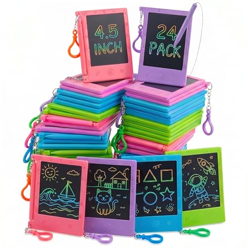 Mini LCD Writing Tablet for Kids - (Pack of 24) 4.5 Inch Colorful Doodle Board Drawing Pads - Educational Sketch Drawing Tablet Toys for Girls & Boys, Goodie Bags, Birthday Gifts, Party Favors, Prizes - size: 24-Pack