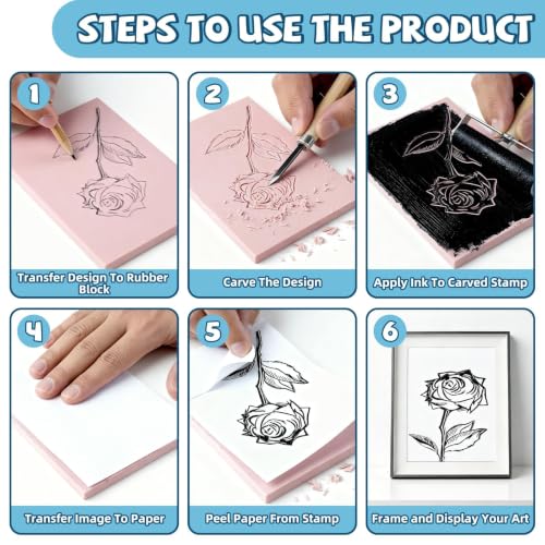 12Pcs 4x6 Inch Linoleum Blocks for Printmaking, Stamp Carving & DIY Linocut | Block Printing Supplies, Stamp Making, Relief Printing, Soft Flexible rubber, For cards, fabric, posters & classroom art - style: 12pack