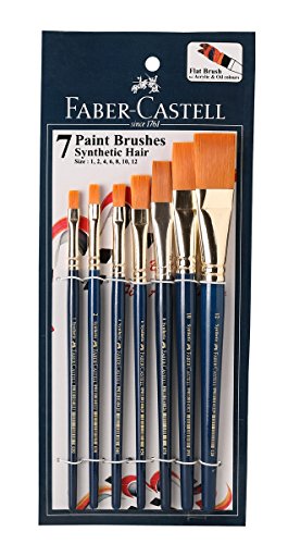 Faber Castell Synthetic Hair Flat Paint Brush, Assorted - Set of 7