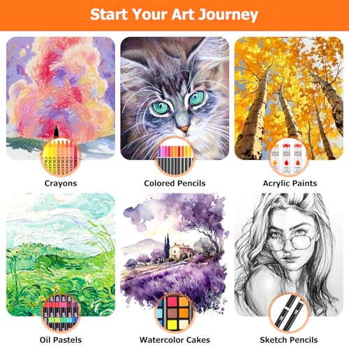 Soucolor Mother Day Birthday Gifts, Art Kits Art Sets, Aesthetic Cute Preppy Stuff Art Supplies, 192-Pack Deluxe Drawing Stuff with Acrylic Pad, Watercolor Book and Sketch Book, Canvases, Brushes - color: Pink