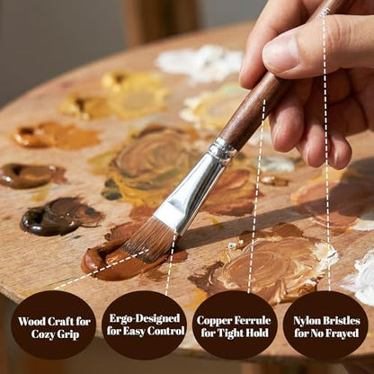 26 Pcs Professional Paint Brush Set, Acrylic Watercolor Oil Paint Brushes with Carrying Case, Palette Knife, Flat Filbert Fan Dagger Cat Tongue Round Brushes for Artists, Gouache, Face Painting