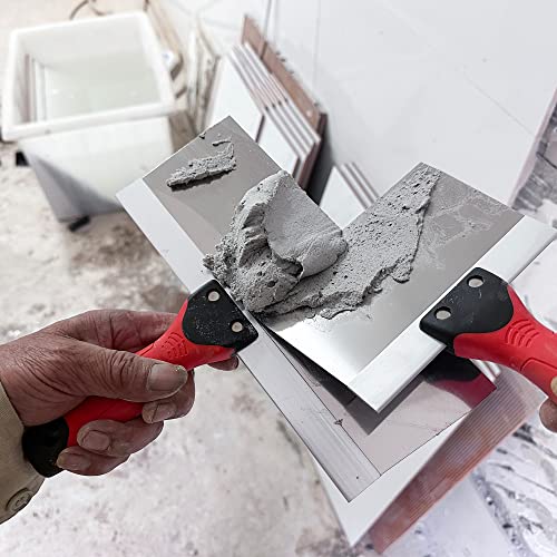 Drywall Taping Knife 5 PCS Stainless Steel Taping Knives, 6"/8"/10"/12"/14" Premium Drywall Skimming Blades with Nonslip Rubberized Grip Handle,Perfect Drywall Tool,Finishing and Patching