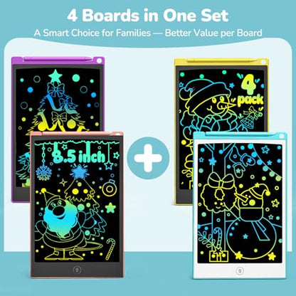 TECJOE 4 Pack LCD Writing Tablet, 8.5 Inch Colorful Drawing Board, Kids Travel Games Activity Learning Toys, Birthday Gifts for 3-8 Year Old Boys Girls Toddlers Preschooler - color: Blue & Pink & Purple & Green