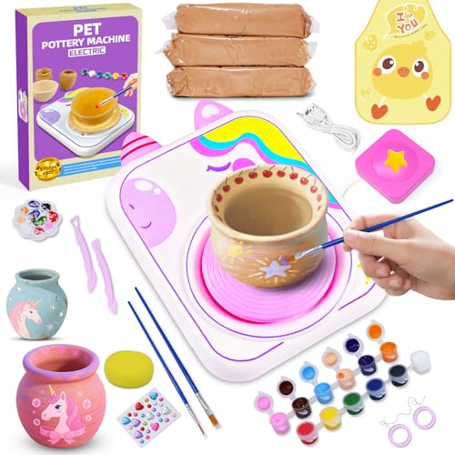 Pottery Wheel for Kids, Girls Arts and Crafts Toys for Kids Ages 8-12,Pottery Craft Kit with 3 Pack Air-Dry Clay, Art Supplies for Kids Toys Girls Birthday Gift for 6 7 8 9 10 11 12+ (Purple) - color: Purple