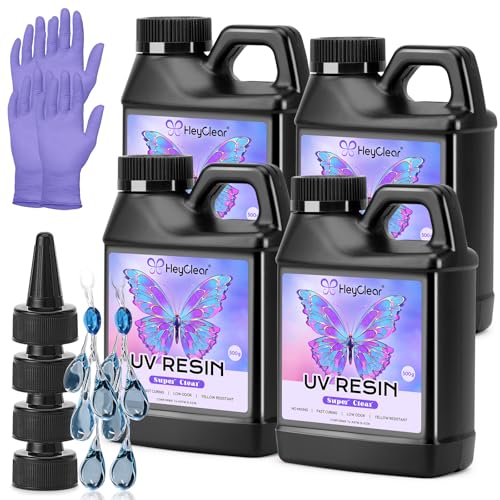 HeyClear 2000g UV Resin Bulk -Super Clear, Hard, Premixed UV Epoxy Fast Curing for Beginners Jewelry Making, DIY Crafts, Casting Coating and Resina Art - size: 2000g