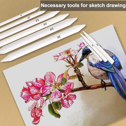 FEBSNOW 48 Pcs Blending Stump and Tortillions, Paper Art Blenders, Art Pencils, Drawing Pencils for Artists Student Sketch Drawing Tools, Drawing Supplies