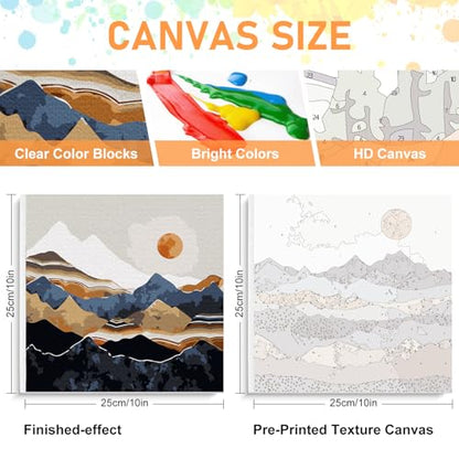 Framed Paint by Numbers Kit for Adults Beginners & Kids Ages 8-12, Abstract Mountain Acrylic Easy Paint by Number with Frame, Paint by Number Kits on Canvas Framed (10 * 10 Inch, without Easel) - color: BOP1PF09, size: 10 x 10 Inch