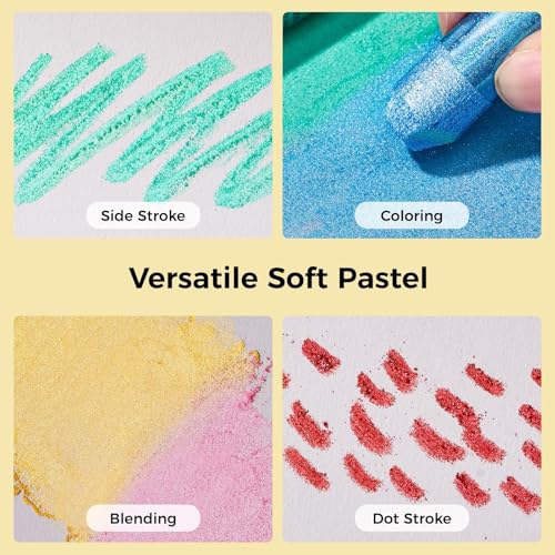 LIGHTWISH Handmade Metallic Soft Pastel Set 24 Colors,Super Soft & Blendable Chalk Pastel Sticks for Drawing Painting Blending