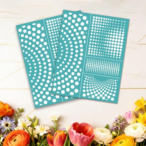 2 Sheets Dot Pattern Silkscreen Stencil, Polka Dot Wave Texture Self-Adhesive Silk Screen Printing Stencils Reusable Mesh Stencil for Painting on Wood, T-Shirt, Home Craft - color: Dot