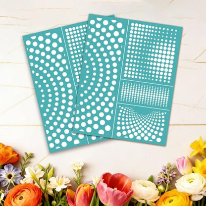 2 Sheets Dot Pattern Silkscreen Stencil, Polka Dot Wave Texture Self-Adhesive Silk Screen Printing Stencils Reusable Mesh Stencil for Painting on Wood, T-Shirt, Home Craft - color: Dot