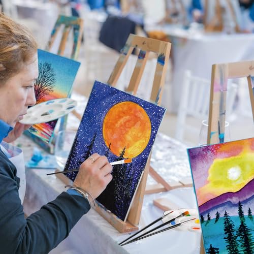 Cholemy 36 Pcs Paint and Sip Kit for Adults 8''x10'' Pre Drawn Canvas for Painting DIY Afro Acrylic Painting Kit Wood Easel Brushes Date Night Bulk for Summer 4th of July Party Gift(Mountain) - style: Mountain