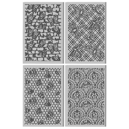 4 Sheets Insects Clay Texture Mat Artistic Textures Polymer Clay Texture Sheets DIY Tools for Pottery Earring Jewelry Making Stamp Engraving Machines, 3.9x2.6inch - color: Insects