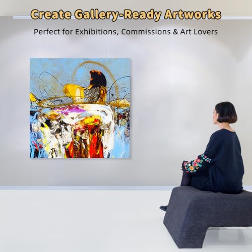 4-Pack 24x24 Square Stretched Canvas Cotton for Oil & Acrylic (60 x 60 cm) | 60x60cm, 380gsm 100% cotton, triple acid-free gesso, no bleed warp resistant, for oil, acrylic, mixed media - size: 4PK - 24"x24"