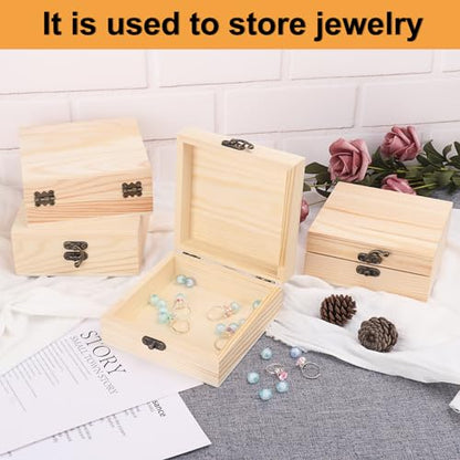 GNIEMCKIN 14 Pack Wooden Box, Unfinished Unpainted Wood Boxes for Crafts, DIY Projects, and Jewelry Storage (4.7x4.7x2 inch) - size: 14 Pack (4.7x4.7x2 inch)