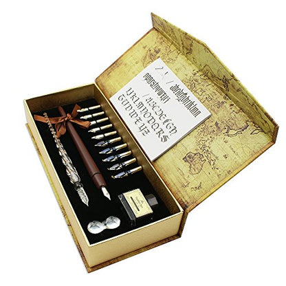 Calligraphy Pen Set - 15-Piece Kit - Glass Pen - 11 Nib & 1 Ink Set