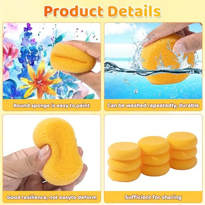 12Pcs Pottery Sponges, Round Clay Sponge, Elasticity, Soft | Yellow Polish Sponge, For Kitchen Shoes, Leather Care, Painting Crafts