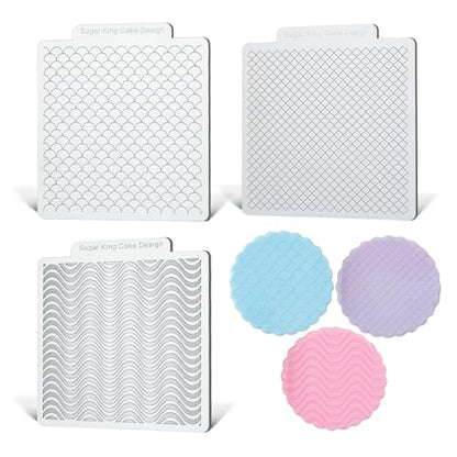 KALAIEN 3 Pack Cookie Embosser Set, Fondant Impression Mats Acrylic Embosser for Fondant Stamps, Texture Sheets for Polymer Clay, Chocolate, Cupcake Topper, Fondant Molds-Style 1 - color: Style 1