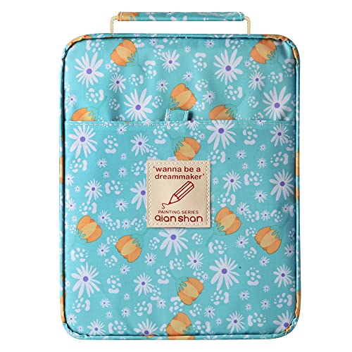 Pencil Case Holder Slot - Holds 260 Colored Pencils or 180 Gel Pens with Zipper Closure ,Large Capacity Polyester Pen Organizer for Watercolor Pens or Markers - Perfect for Artist Green Yellow Daisy - color: 260-green yellow daisy