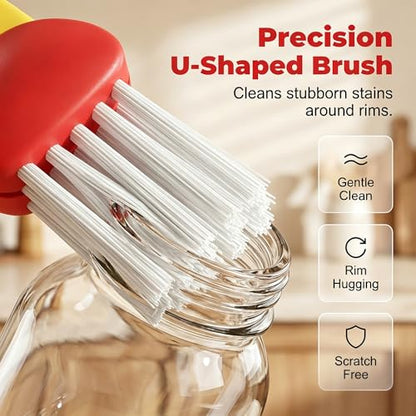 3 in 1 Cup Lid Cleaning Brush, Multi Purpose Cup Lid Gap Cleaner Brush with Hanging Hole, Soft Hard Bristle Cleaning Tool for Water Bottle Kettle Pacifier Home Kitchen Deep Cleaning (Pink) - color: Pink