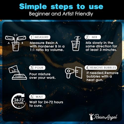 ResinAngel 2 Gallon Crystal Clear Epoxy Resin Kit with Pump, 1:1 Mix Ratio, Bubble Free UV Resistant for DIY Jewelry Making, Art Resina Clear Crafts, Molds, River Tables - size: 2 Gallon