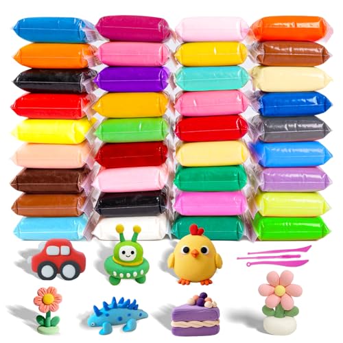 Air Dry Clay - 36 Colors Modeling Clay for Kids, Boys and Girls, Air Dry Clay Bulk Kit for Adults with 3 Sculpting Tools and Instructions, Safe, Non-Toxic, DIY Model Magic Clay Gifts Kids Toys - color: 36 Pack