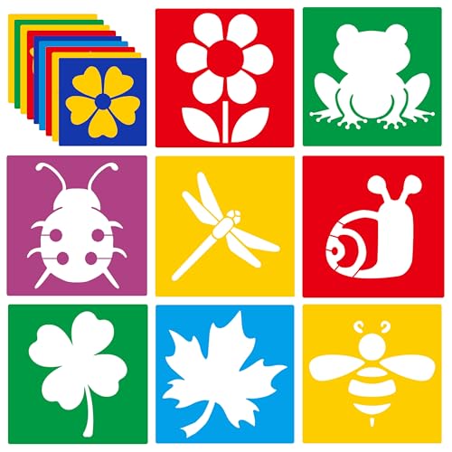 24 Pieces Stencils,Large Drawing Stencils Chalk Template,8 Inches Washable Shape Template Stencils Kit for Crafts,Painting Drawing (Garden, 8 inch) - color: Garden