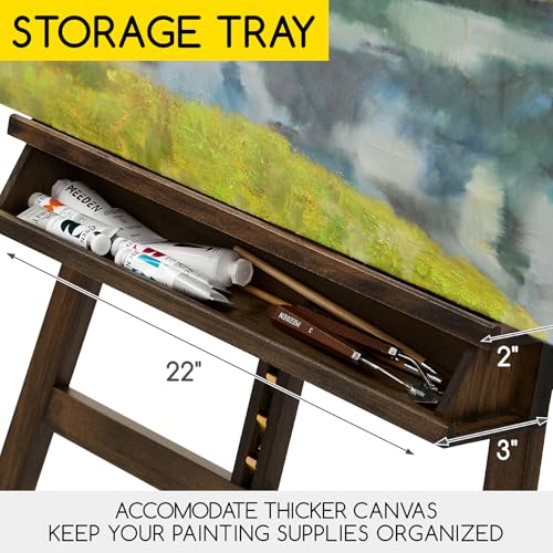 MEEDEN Easel for Painting: Adjustable Solid Beech Wood Studio Easel for Adults with Brush Holder, Holds Canvas up to 48" - color: Gray