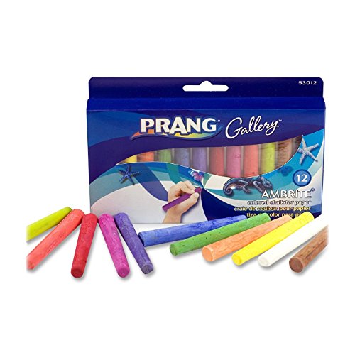 Prang Gallery Ambrite Paper Chalk, Colored Chalk for Use on Wet or Dry Paper, Tapered, Assorted Colors, (53012), Multicolored, 12 Count (Pack of 1) - size: 12 Count (Pack of 1)