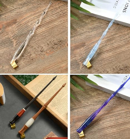 Calligraphy Dip Pen Set Wood English Calligraphy Oblique Nib Holder With Desktop Pen Holder,Ink Bottle Container and 15 Nibs Kit - Brown - color: Brown