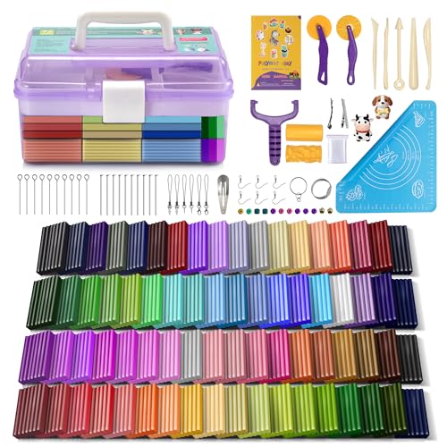 Aestd-ST Polymer Clay 72 Colors, Modeling Clay for Kids, Non-Sticky Easy to Shape Oven Bake with Sculpting Tools, Holiday Gift for Kids and Artists. - color: 72 Colors B