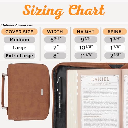 Christian Art Gifts Men/Women's Classic Bible Cover Faith Badge, Brown Faux Leather, Large - color: Brown, size: Large