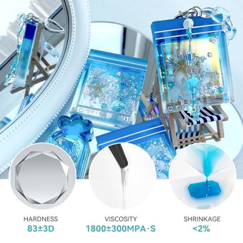 UV Resin 500g,Upgraded Crystal Clear Hard Ultraviolet Epoxy Resin Glue,Low Odor,Fast Curing UV Resin Kit for Jewelry Making,DIY Craft,Christmas Ornaments