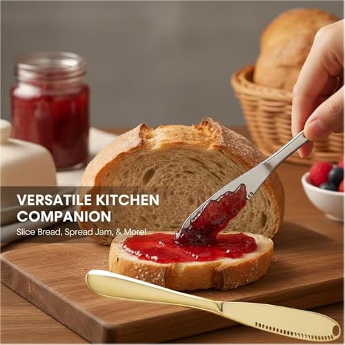 Stainless Steel Butter Knife, Food-Grade Material, Silver/Gold Finish. | Cheese knife is suitable for bread, jam, and cream, specifically for breakfast.