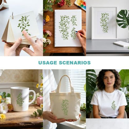 2 Sheets Leaf Vine Branch Silkscreen Stencil, Tropical Plant Leaves Self-Adhesive Silk Screen Printing Stencils Reusable Mesh Stencil for Painting on Wood, T-Shirt, Home Craft - color: Leaf Vine