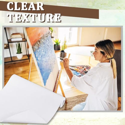 OLYCRAFT 14.7 Inch x 5.5 Yards Double Primed Cotton Canvas White Canvas Roll 0.3mm Thick Cotton Canvas Roll for Painting Double Primed Gesso Canvas Paper for Oil and Acrylic Paint Art Projects