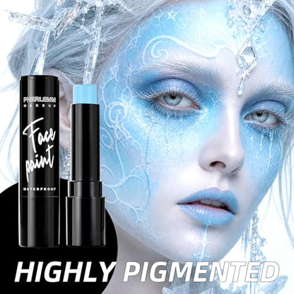 Light Blue Face Paint Stick Waterproof Eye Black Smooth SmudgeProof Body Paint High Pigment for Sports Events Halloween SFX Makeup Mermaid Frost Spirit and Dreamy Character Looks - color: Light Blue