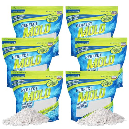 Perfect Mold Alginate Molding Material, Non-Toxic Mold Making Powder for Life Casting, Hand Casting, Baby Footprints, Face & Body Molds, USA Made, 6 x 1.5 lb Bag - size: 9Lb