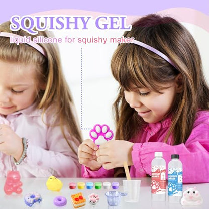 Liquid Silicone for Taba Squishy Kit - 18oz Super Soft Silicone Rubber Squishy Maker, Fast Cure Squishy Making Kit with Cat Paw, Bear Mold, Creative Stress Relieving Gift for Beginners, DIY Enthusiast - color: 250+250