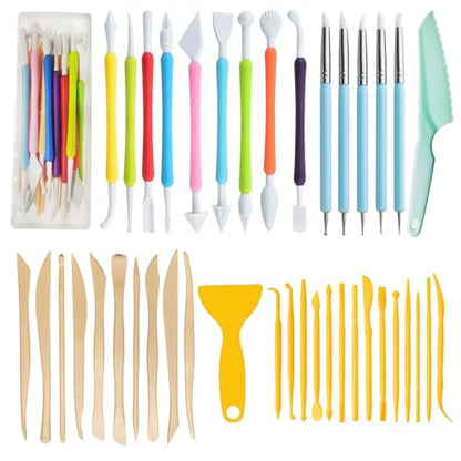 Y9A5N0K3O Clay Tools Kit,41pcs,Plastic Polymer Clay Sculpting Tools Kit for Kids Adults,Pottery Craft,Embossing,Shaping,Sculpting,Modeling