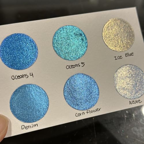 IUILE Handmade Watercolor Paints - Blue Half Pan Set (6 colors) - color: Blue