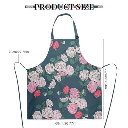 3 Pack Floral Aprons for Women with 2 Pockets, Mother's Day Women Apron Waterproof Adjustable Cooking Aprons for Kitchen, Gardening, Baking, Salon Apron Gift for Mom Wife Sister Grandma